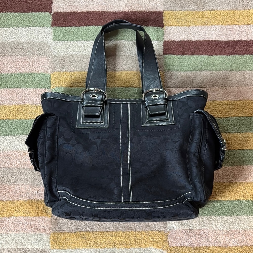 👜 Y2K Vintage Coach Signature C Black Jacquard Tote Bag